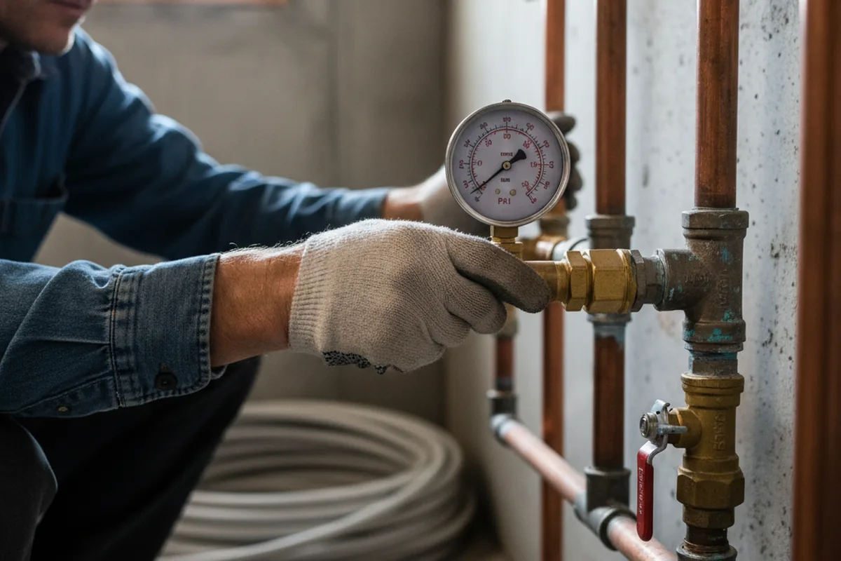 Pressure testing a repaired line during Water Line Repair in Meyersdale